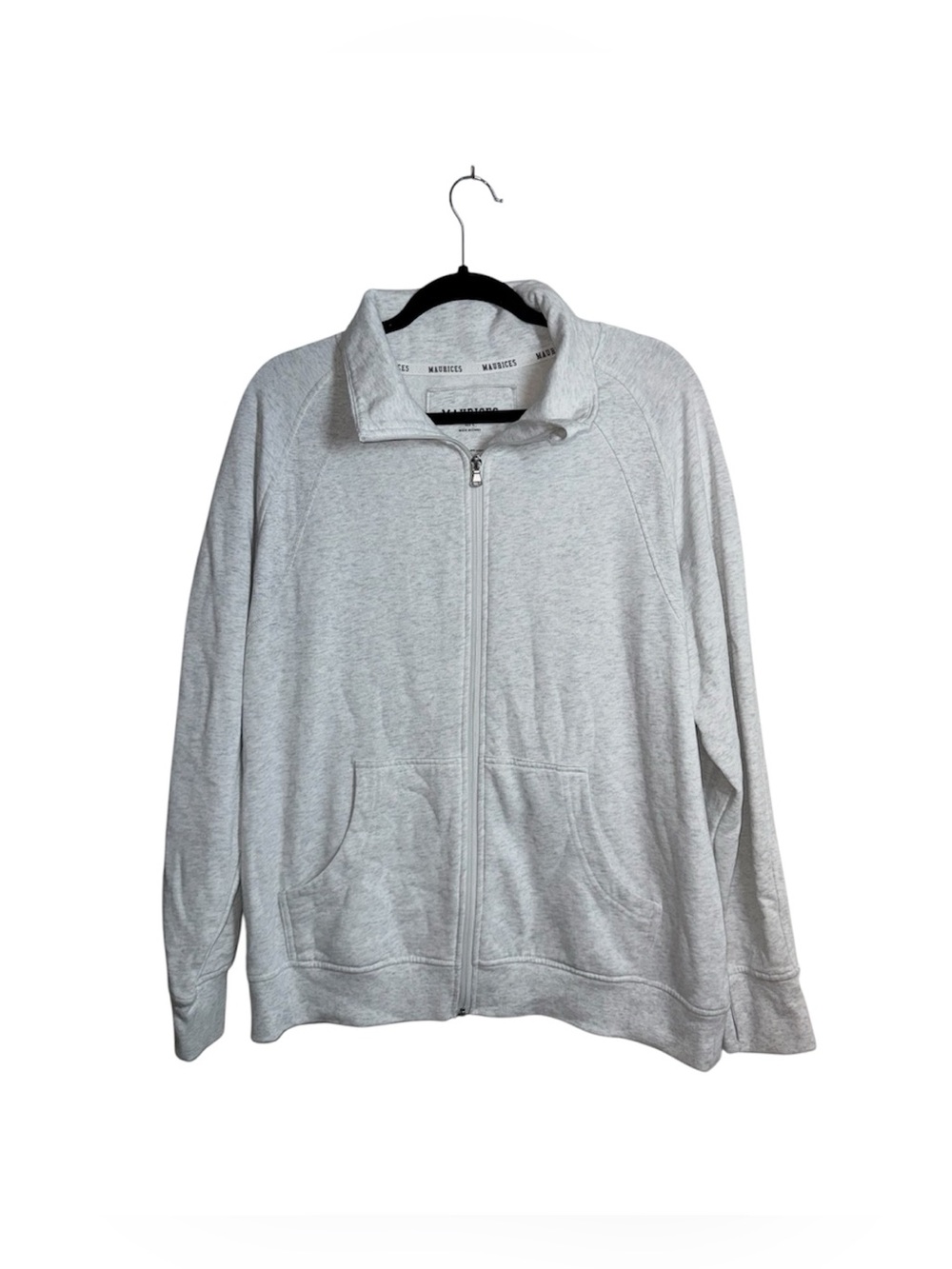 Maurices Full Zip Collared Sweatshirt Light Heathered Gray Fleece Lined Large